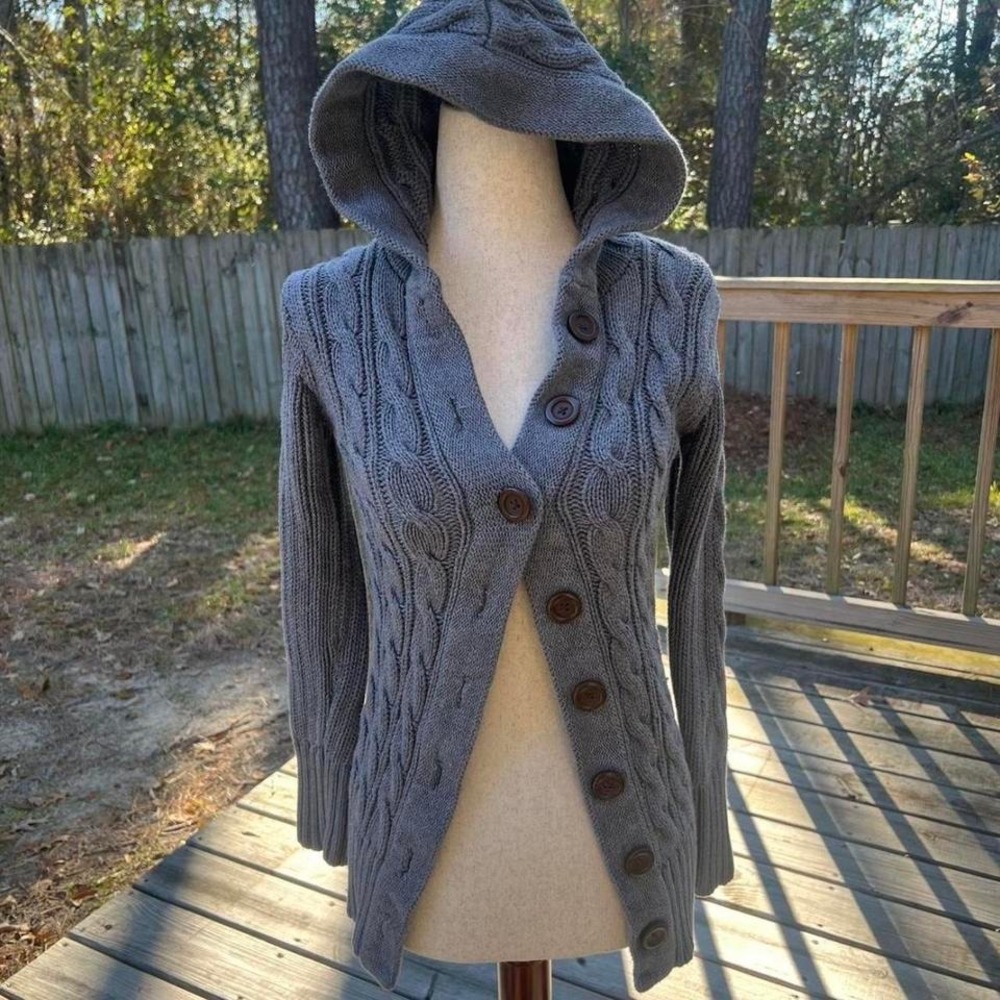 Y2K Hooded Cable Knit Sweater by‎ Old Navy